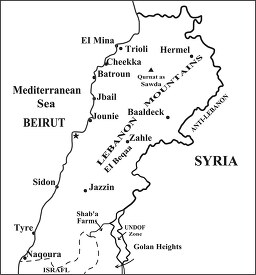 Lebanon country map black outline