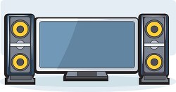 LED flat screen television with speakers on the sides clipart