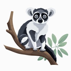 lemur resting on a tree branch clip art