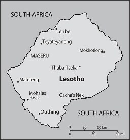 Lesotho country maps gray color