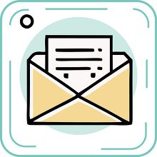 letter in envelope blue line icon