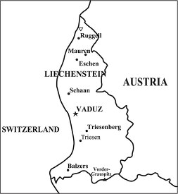 Liechtenstein country map black white