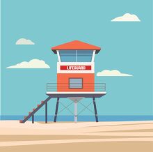 lifeguard tower on a beach with stairs