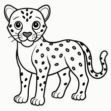 line drawing of a cheetah black outline clipart
