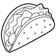 Line drawing of a taco filled with meat clipart
