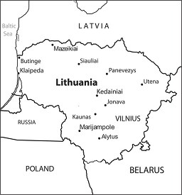 Lithuania country map black outline