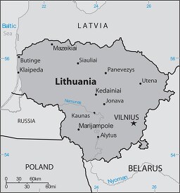Lithuania country map gray color