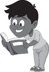 little boy reading book with interest gray color clipart