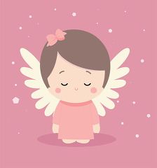 little cute angel with her eyes closed clip art