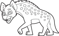 llustration of a hyena walking with mean look black outline clip