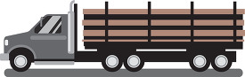 logging truck with flat bed filled with logs gray color clip art