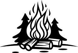 logs on a campfire black outline