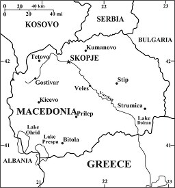 Macedonia country map black outline