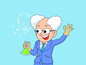 mad professor holding bubbling beaker animated clipart