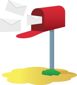 mage of a red mailbox with mail flying out clip art