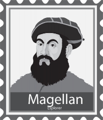 magellan explorer stamp style gray color clipart