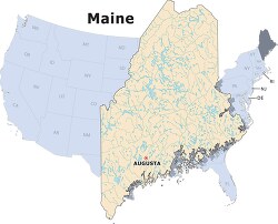 Maine state large usa map clipart