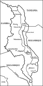 Malawi country map black outline