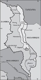 Malawi country map gray color