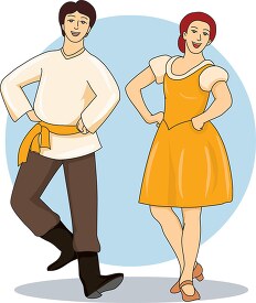 male and female russian dancers clipart