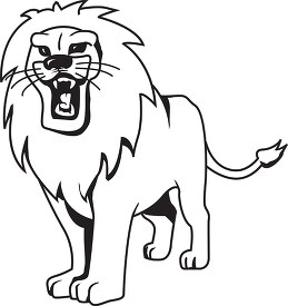 male lion shows teeth in anger outline clipart