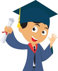 male student holding degree graduation clipart