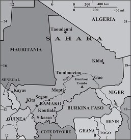 Mali country map gray color