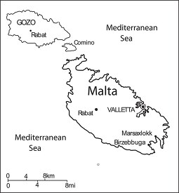 Malta country map black white