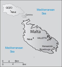 Malta country map gray color