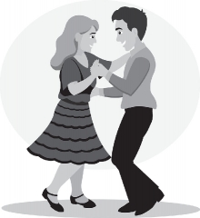 man and woman square dancing gray color clipart
