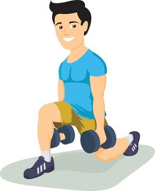 man doing exercise with dumbbells clipart
