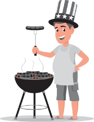 man grilling food on barbecue in backyard fourth of july gray cl