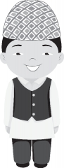 man in nepalee costume nepal asia gray color clipart
