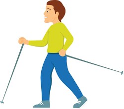 man using a walking stick during exercise clipart