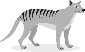 marsupial illustration of a tasmanian tiger gray color clip art