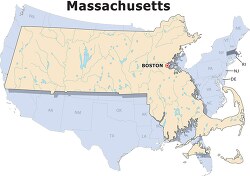 Massachusetts state large usa map clipart