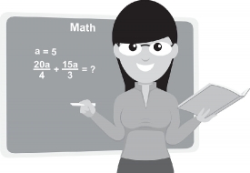 math teacher teaching math in the classroom gray color clipart