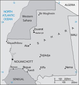 Mauritania country map gray color