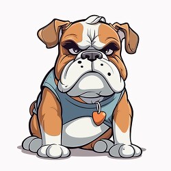 mean looking bulldog white background clip art