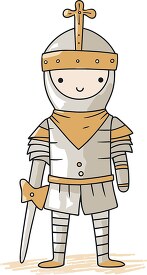 medieval knight holds a sword clipart
