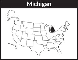 michigan map square black white clipart