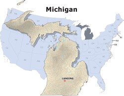 Michigan state large usa map clipart