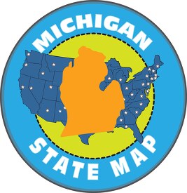 michigan state map with us map round design