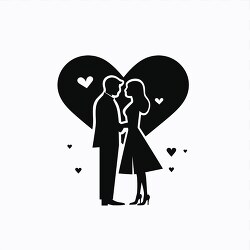 minimalist depiction of a couple in an embrace surrounded by a h