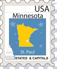 minnesota state map capital st  paul stamp style clipart