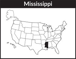 mississippi map square black white clipart