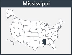 mississippi map square color outline clipart