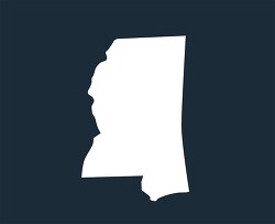 mississippi state map silhouette style clipart