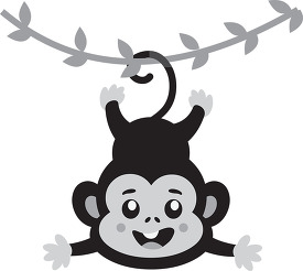 monkey hanging from a tree branch with a smile gray color clip a