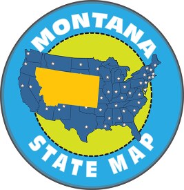 montana state map with us map round design